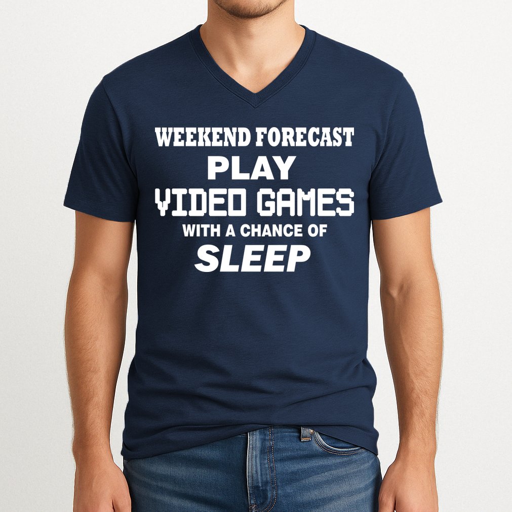 Weekend Forecast Play Video Games V-Neck T-Shirt