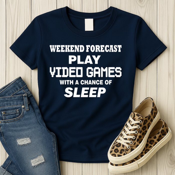Weekend Forecast Play Video Games Womens T-Shirt