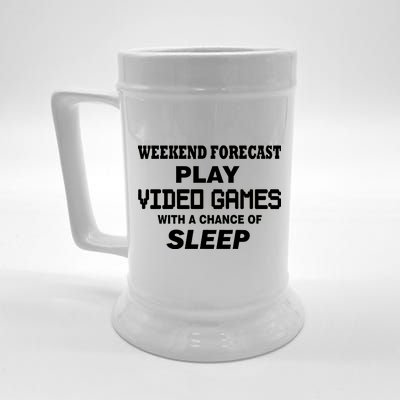 Weekend Forecast Play Video Games Beer Stein