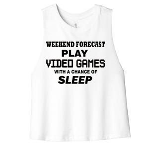 Weekend Forecast Play Video Games Women's Racerback Cropped Tank