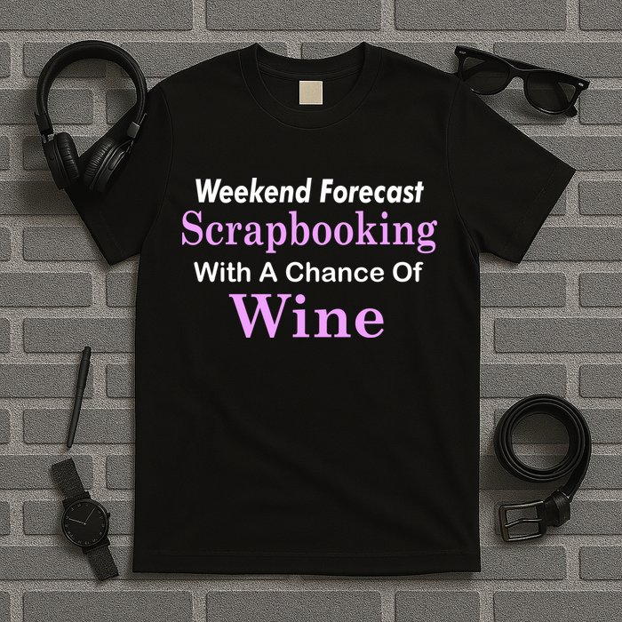 Weekend Forecast Scrapbooking Chance Of Wine T-Shirt