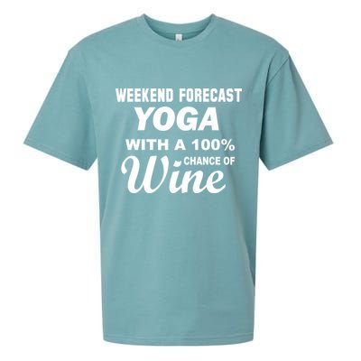 Weekend Forecast Yoga With A 100% Chance of Wine Sueded Cloud Jersey T-Shirt