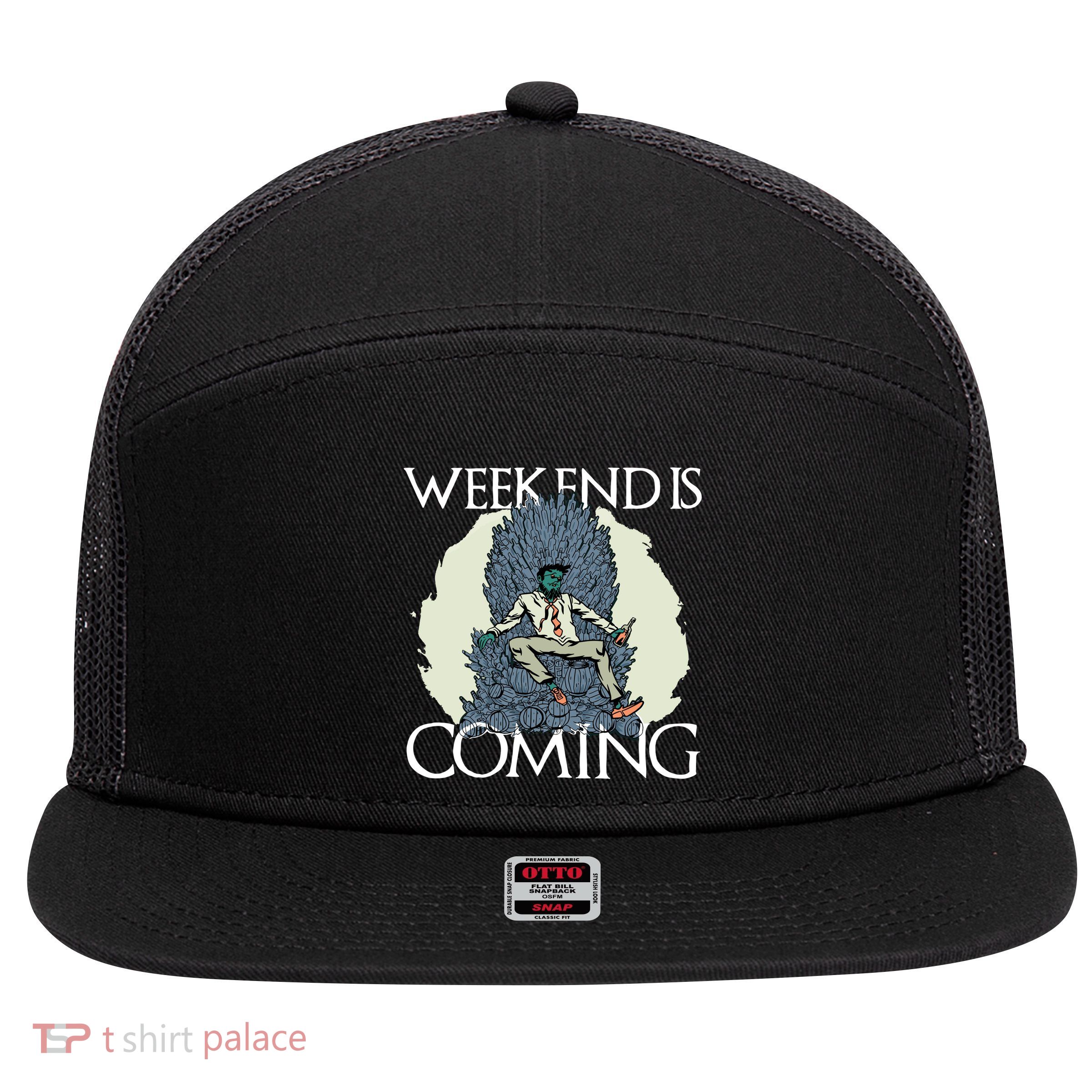 Weekend Is Coming 7 Panel Mesh Trucker Snapback Hat