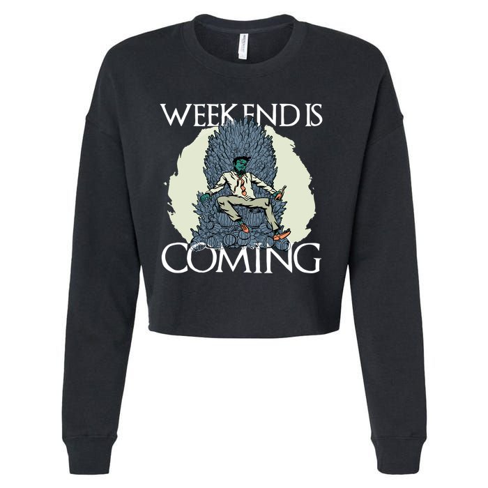 Weekend Is Coming Cropped Pullover Crew