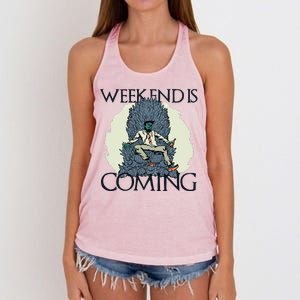 Weekend Is Coming Women's Knotted Racerback Tank