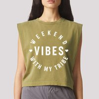 Weekend Vibes With My Tribe Garment-Dyed Women's Muscle Tee
