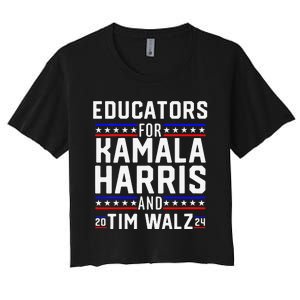 Women Educators For Kamala Harris Tim Walz 2024 For President Vp Gift Women's Crop Top Tee