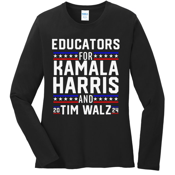 Women Educators For Kamala Harris Tim Walz 2024 For President Vp Gift Ladies Long Sleeve Shirt