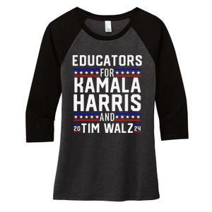 Women Educators For Kamala Harris Tim Walz 2024 For President Vp Gift Women's Tri-Blend 3/4-Sleeve Raglan Shirt