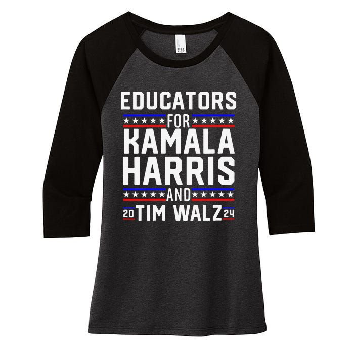 Women Educators For Kamala Harris Tim Walz 2024 For President Vp Gift Women's Tri-Blend 3/4-Sleeve Raglan Shirt