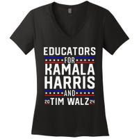 Women Educators For Kamala Harris Tim Walz 2024 For President Vp Gift Women's V-Neck T-Shirt