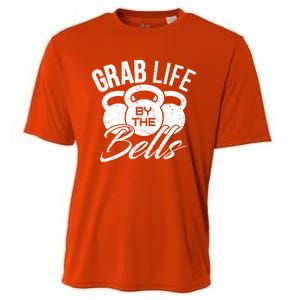 Workout Exercise Gym Grab Life By The Bells Funny Gift Cooling Performance Crew T-Shirt