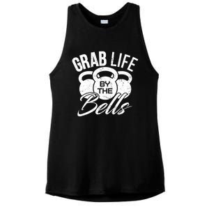 Workout Exercise Gym Grab Life By The Bells Funny Gift Ladies PosiCharge Tri-Blend Wicking Tank