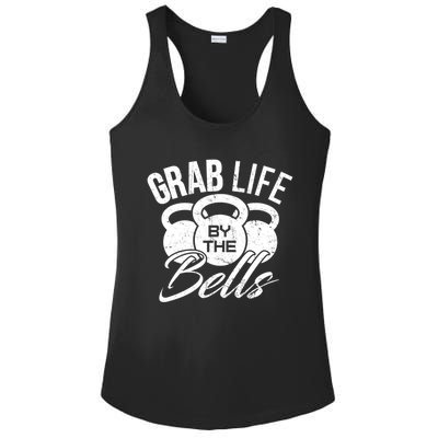 Workout Exercise Gym Grab Life By The Bells Funny Gift Ladies PosiCharge Competitor Racerback Tank