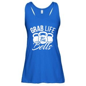 Workout Exercise Gym Grab Life By The Bells Funny Gift Ladies Essential Flowy Tank