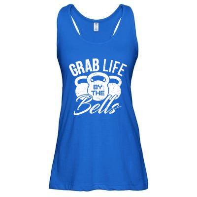 Workout Exercise Gym Grab Life By The Bells Funny Gift Ladies Essential Flowy Tank