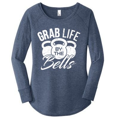 Workout Exercise Gym Grab Life By The Bells Funny Gift Women's Perfect Tri Tunic Long Sleeve Shirt