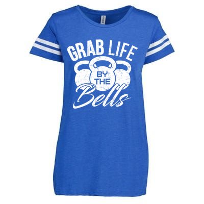 Workout Exercise Gym Grab Life By The Bells Funny Gift Enza Ladies Jersey Football T-Shirt