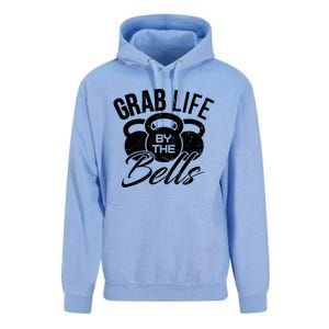 Workout Exercise Gym Grab Life By The Bells Funny Gift Unisex Surf Hoodie