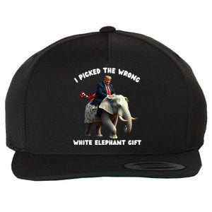 White Elephant Gag Wrapped Elephant Dumb Wool Snapback Cap