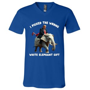 White Elephant Gag Wrapped Elephant Dumb V-Neck T-Shirt