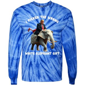 White Elephant Gag Wrapped Elephant Dumb Tie-Dye Long Sleeve Shirt