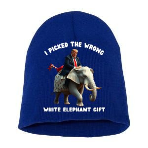 White Elephant Gag Wrapped Elephant Dumb Short Acrylic Beanie