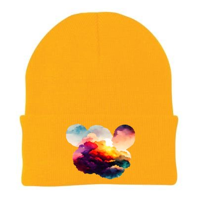 Watercolor Earth Globe Mickey Mouse Knit Cap Winter Beanie