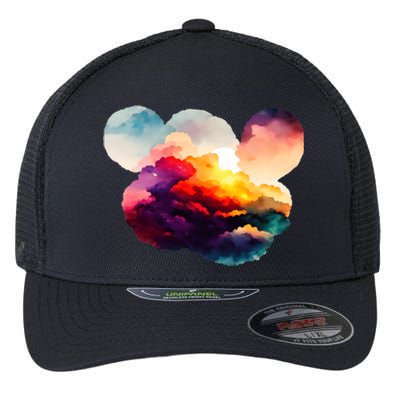 Watercolor Earth Globe Mickey Mouse Flexfit Unipanel Trucker Cap