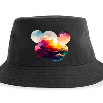 Watercolor Earth Globe Mickey Mouse Sustainable Bucket Hat