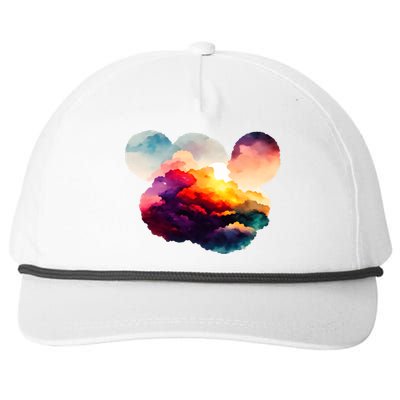 Watercolor Earth Globe Mickey Mouse Snapback Five-Panel Rope Hat