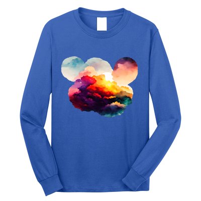 Watercolor Earth Globe Mickey Mouse Long Sleeve Shirt