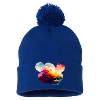 Watercolor Earth Globe Mickey Mouse Pom Pom 12in Knit Beanie