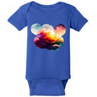 Watercolor Earth Globe Mickey Mouse Baby Bodysuit