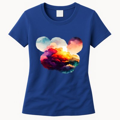Watercolor Earth Globe Mickey Mouse Womens T-Shirt