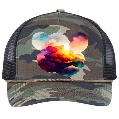 Watercolor Earth Globe Mickey Mouse Retro Rope Trucker Hat Cap