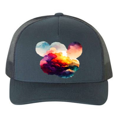 Watercolor Earth Globe Mickey Mouse Yupoong Adult 5-Panel Trucker Hat