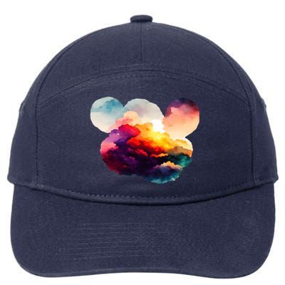 Watercolor Earth Globe Mickey Mouse 7-Panel Snapback Hat