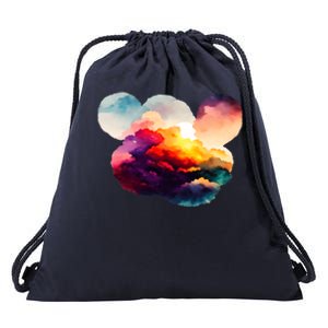 Watercolor Earth Globe Mickey Mouse Drawstring Bag