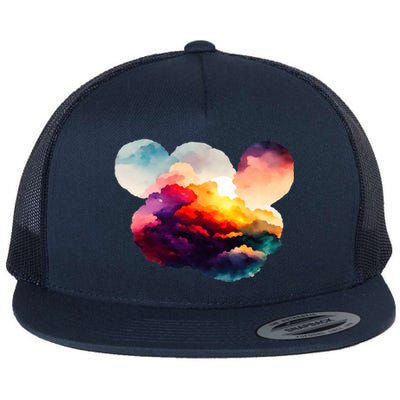 Watercolor Earth Globe Mickey Mouse Flat Bill Trucker Hat