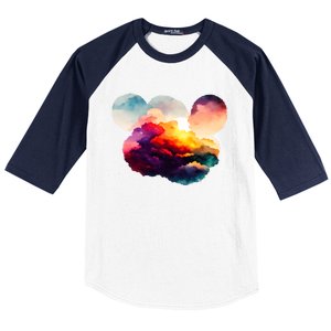 Watercolor Earth Globe Mickey Mouse Baseball Sleeve Shirt