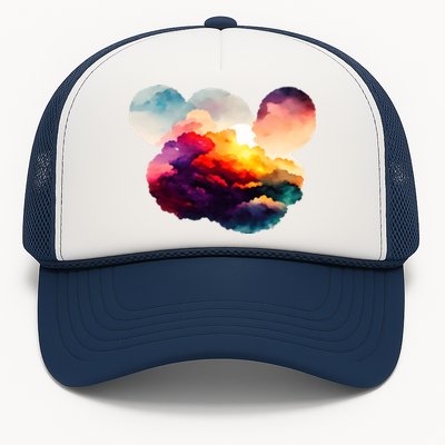 Watercolor Earth Globe Mickey Mouse Trucker Hat