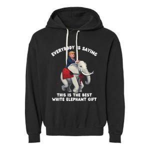 White Elephant Gag Wrapped Elephant Dumb Garment-Dyed Fleece Hoodie