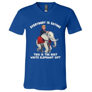 White Elephant Gag Wrapped Elephant Dumb V-Neck T-Shirt