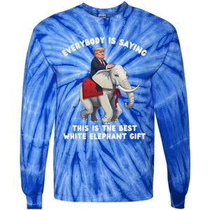 White Elephant Gag Wrapped Elephant Dumb Tie-Dye Long Sleeve Shirt