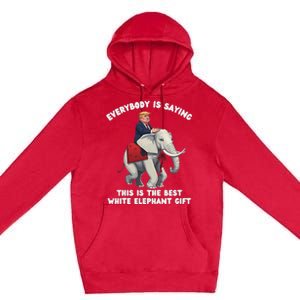 White Elephant Gag Wrapped Elephant Dumb Premium Pullover Hoodie