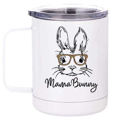 Wo Easter Gift Mama Bunny Funny Gift Mama Bunny Leopard Glasses Great Gift 12 oz Stainless Steel Tumbler Cup