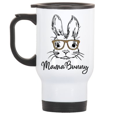 Wo Easter Gift Mama Bunny Funny Gift Mama Bunny Leopard Glasses Great Gift Stainless Steel Travel Mug