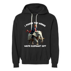 White Elephant Gag Wrapped Elephant Dumb Garment-Dyed Fleece Hoodie