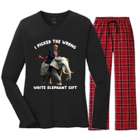 White Elephant Gag Wrapped Elephant Dumb Women's Long Sleeve Flannel Pajama Set 